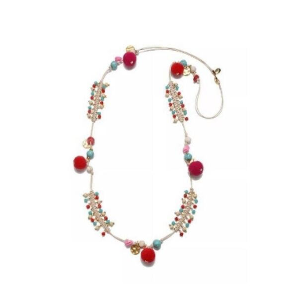 Tommy Bahama Panaroma Pom Pom Fuschia Red Semi-Precious Stones Boho Necklace - Picture 1 of 3